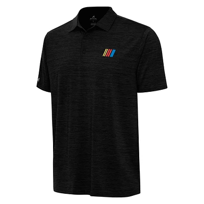Men's Antigua Heather Black NASCAR Merchandise Layout Polo