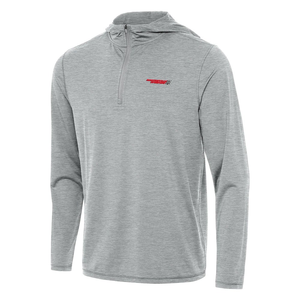 Men's Antigua Heather Gray Martinsville Speedway Tidy Quarter-Zip Pullover Hoodie