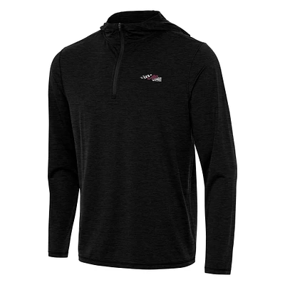 Men's Antigua Heather Black Joe Gibbs Racing Tidy Quarter-Zip Pullover Hoodie