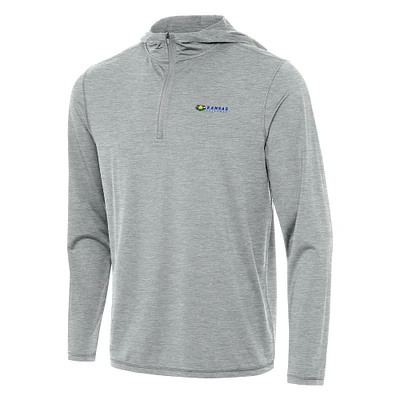 Men's Antigua Heather Gray Kansas Speedway Tidy Quarter-Zip Pullover Hoodie