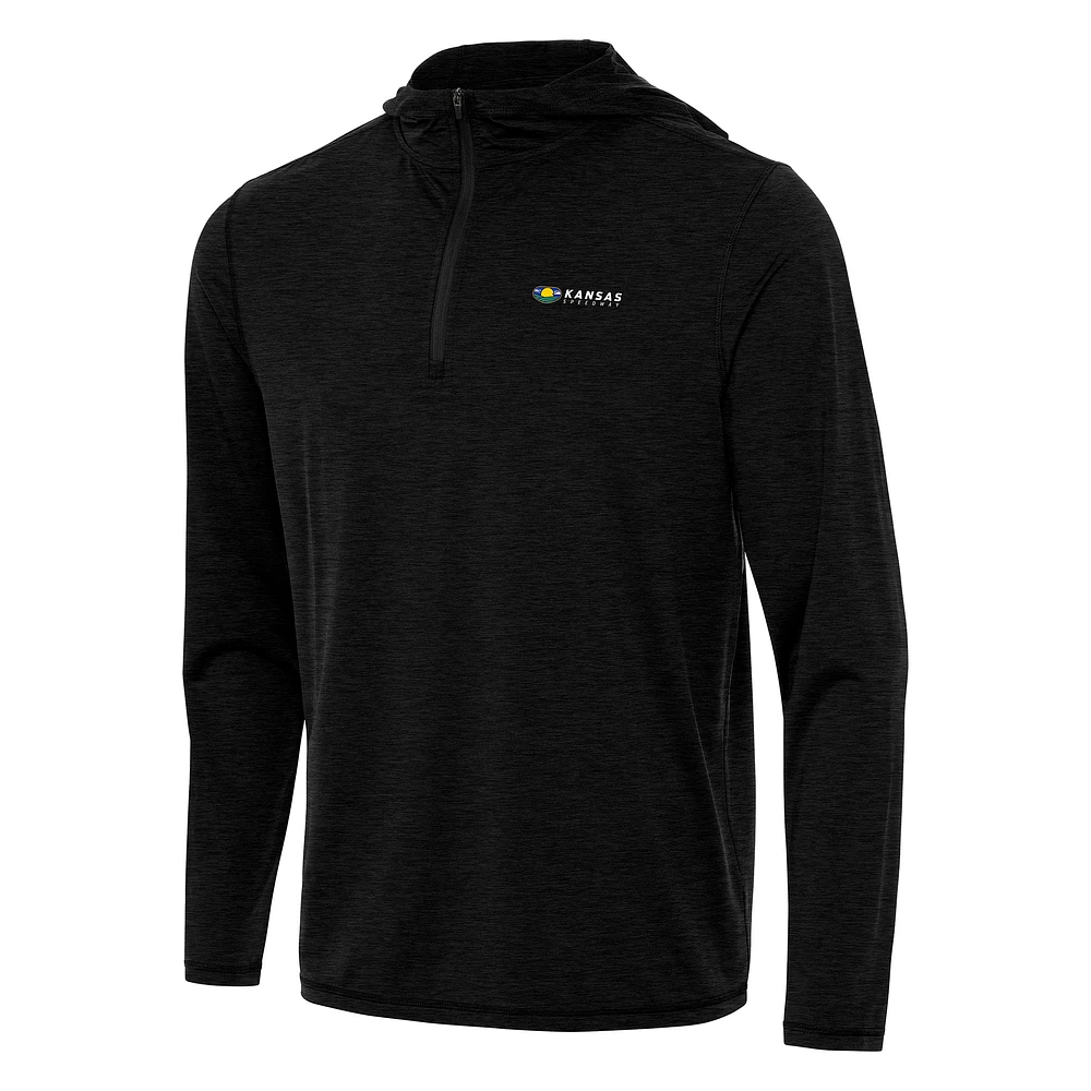 Men's Antigua Heather Kansas Speedway Tidy Quarter-Zip Pullover Hoodie