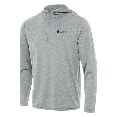 Men's Antigua Heather Gray Richmond Raceway Tidy Quarter-Zip Pullover Hoodie