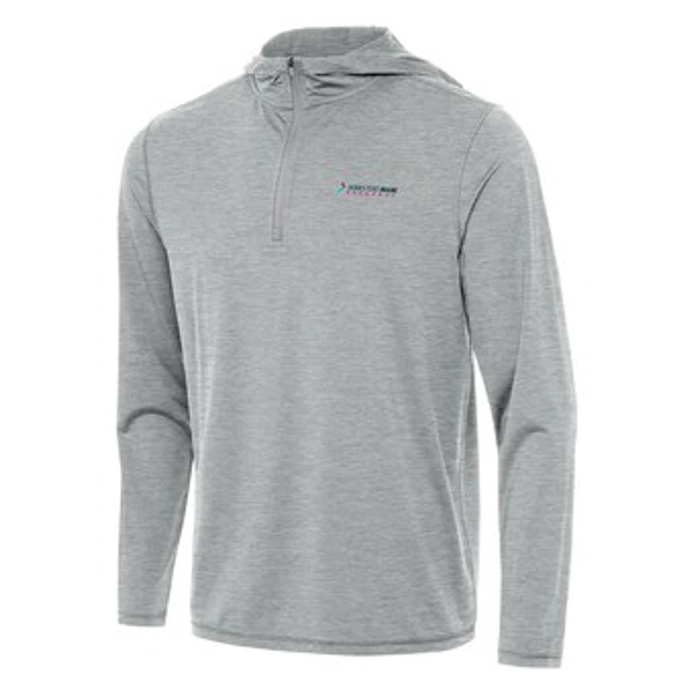 Men's Antigua Heather Gray Homestead-Miami Speedway Tidy Quarter-Zip Pullover Hoodie