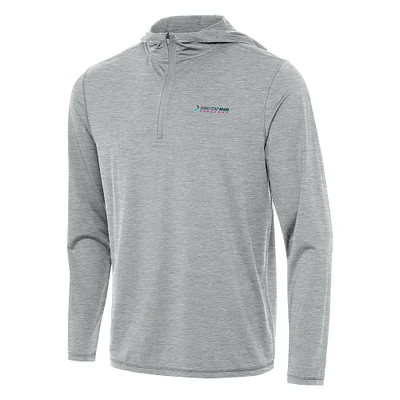 Men's Antigua Heather Gray Homestead-Miami Speedway Tidy Quarter-Zip Pullover Hoodie