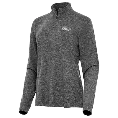 Women's Antigua Heather Darlington Raceway Mentor Long Sleeve Quarter-Zip Mock Polo