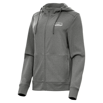 Women's Antigua Heather Darlington Raceway Seeker Full-Zip Hoodie Jacket