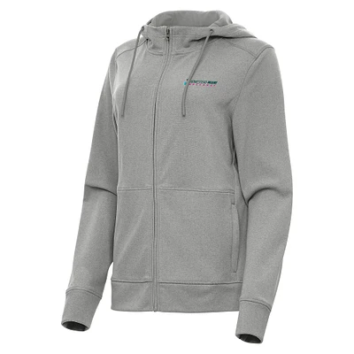 Women's Antigua Heather Gray Homestead-Miami Speedway Seeker Full-Zip Hoodie Jacket