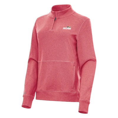 Women's Antigua Heather Red Daytona International Speedway Crush Quarter-Zip Jacket