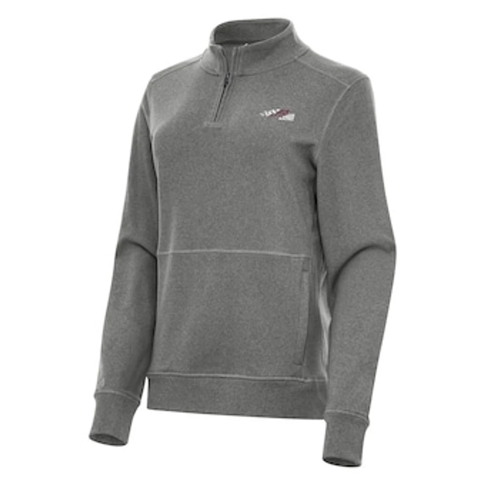 Women's Antigua Heather Black Joe Gibbs Racing Crush Quarter-Zip Jacket