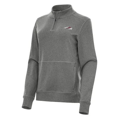 Women's Antigua Heather Black Joe Gibbs Racing Crush Quarter-Zip Jacket