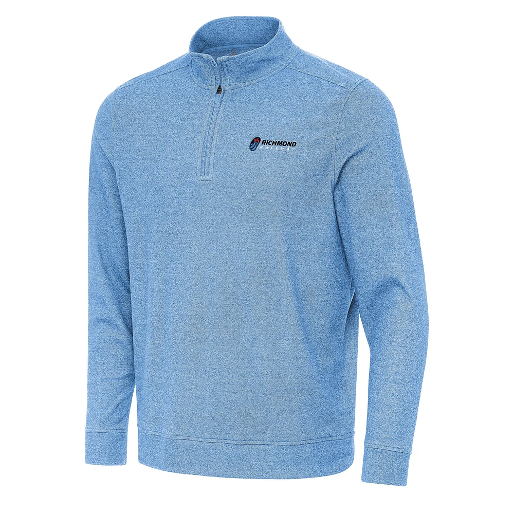 Men's Antigua Heather Powder Blue Richmond Raceway Subtle 1/4 Zip Pullover Direct to Film