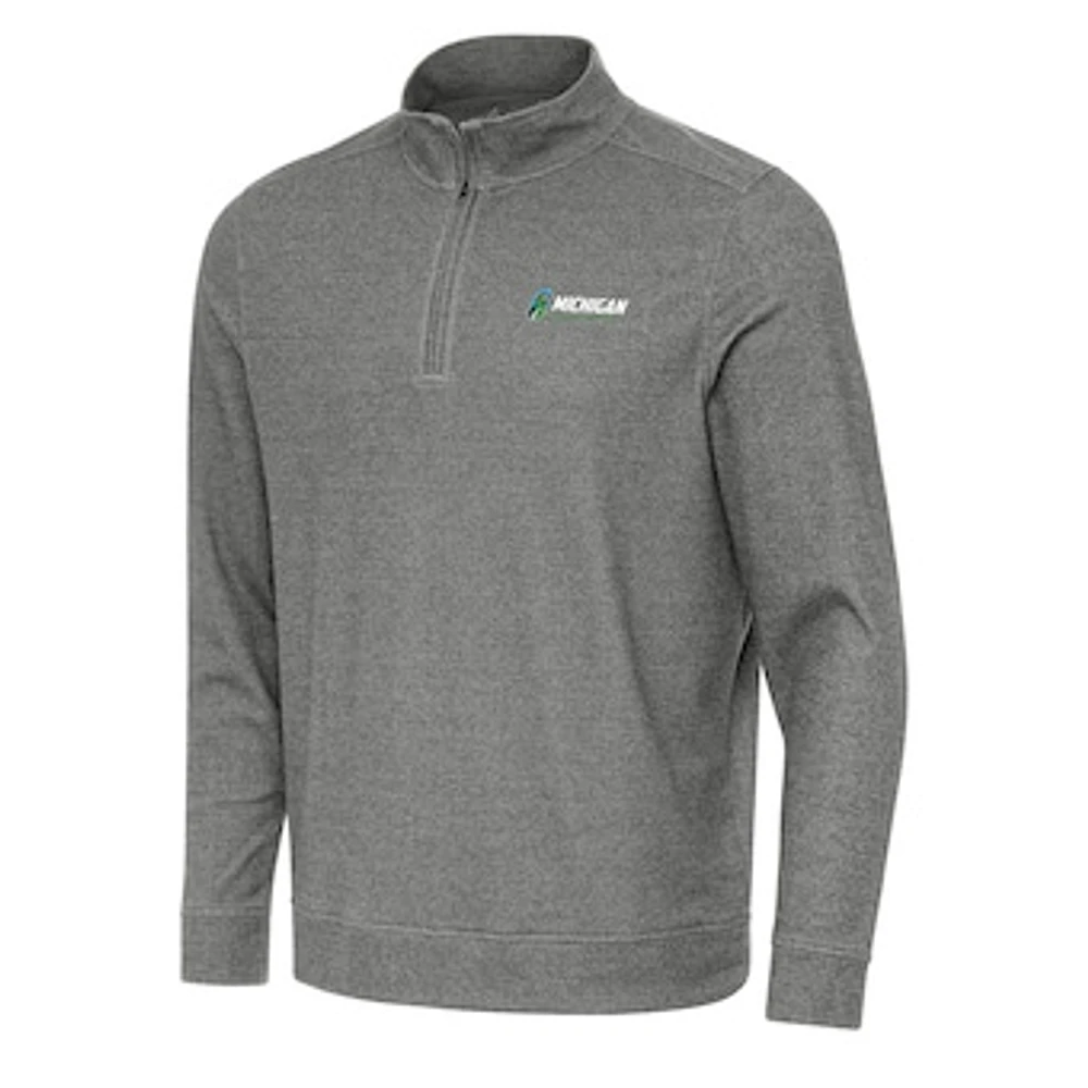Men's Antigua Heather Michigan International Speedway Subtle 1/4 Zip Pullover Direct to Film