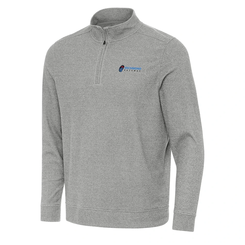 Men's Antigua Heather Gray Richmond Raceway Subtle 1/4 Zip Pullover Direct to Film