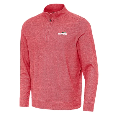 Men's Antigua Heather Daytona International Speedway Subtle 1/4 Zip Pullover Direct to Film