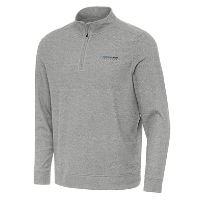 Men's Antigua Heather Gray Homestead-Miami Speedway Subtle 1/4 Zip Pullover Direct to Film