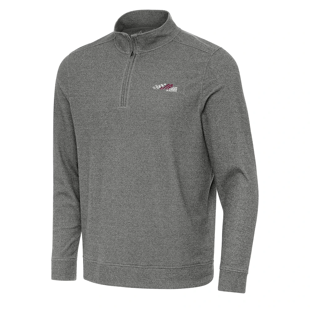 Men's Antigua Heather Black Joe Gibbs Racing Subtle 1/4 Zip Pullover Direct to Film