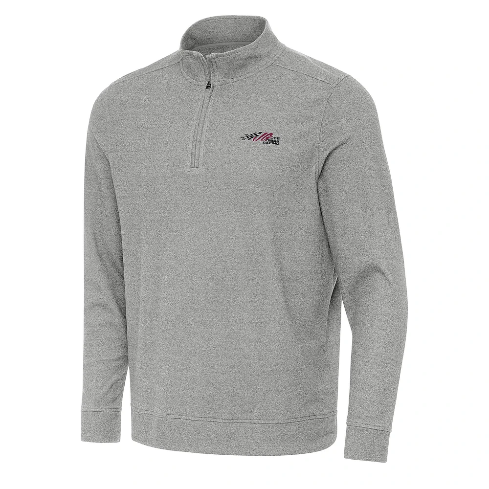 Men's Antigua Heather Gray Joe Gibbs Racing Subtle 1/4 Zip Pullover Direct to Film