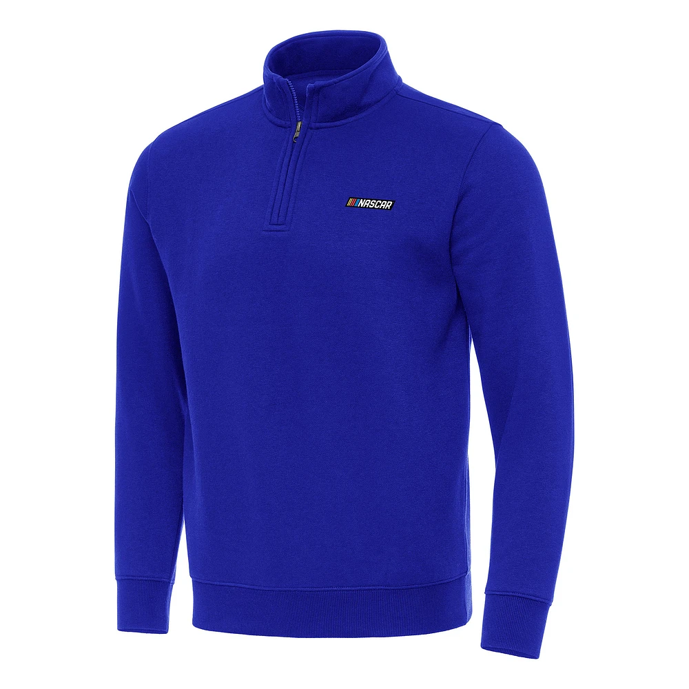 Men's Antigua Royal NASCAR Merchandise Victory Quarter-Zip Pullover Top