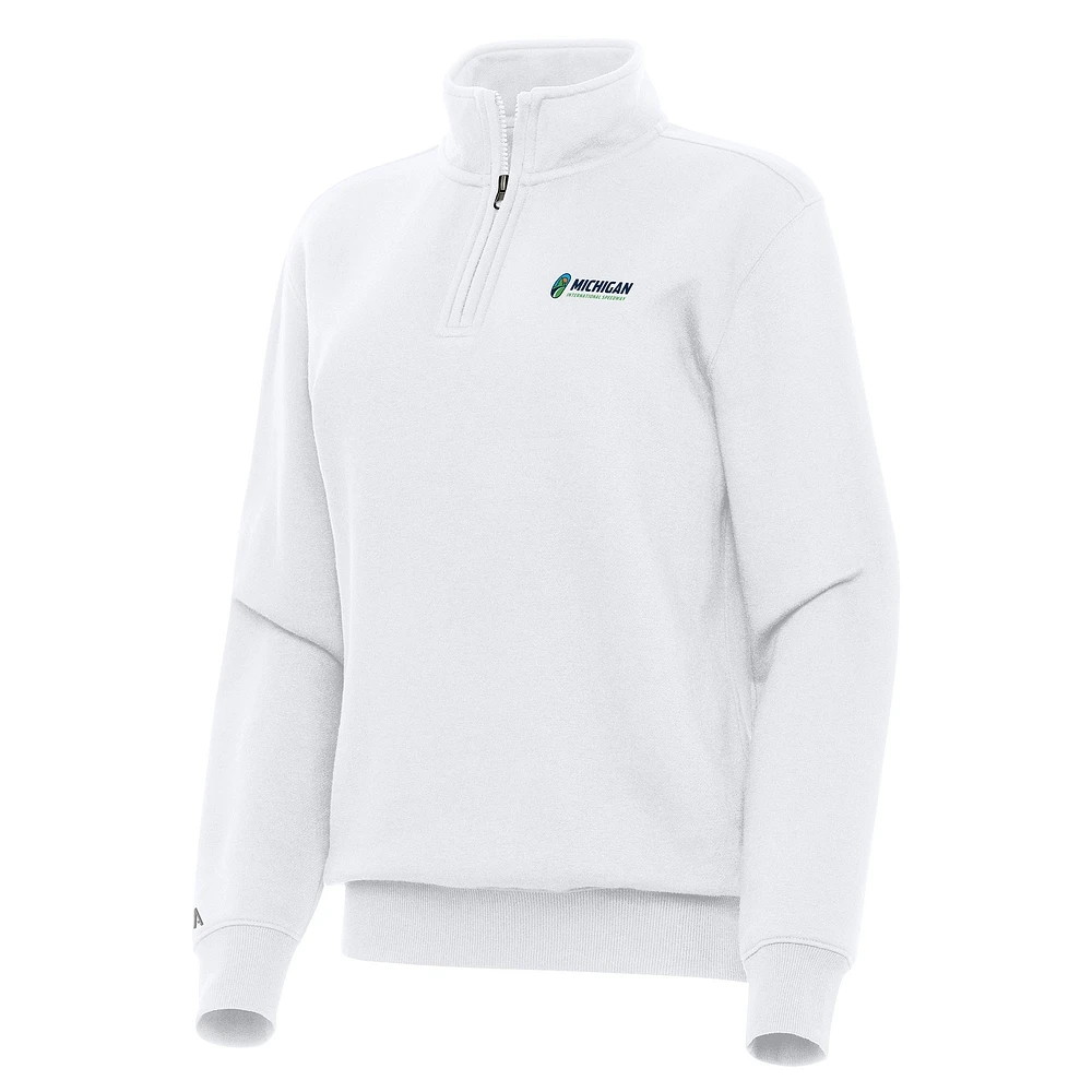 Women's Antigua White Michigan International Speedway Victory Quarter-Zip Top