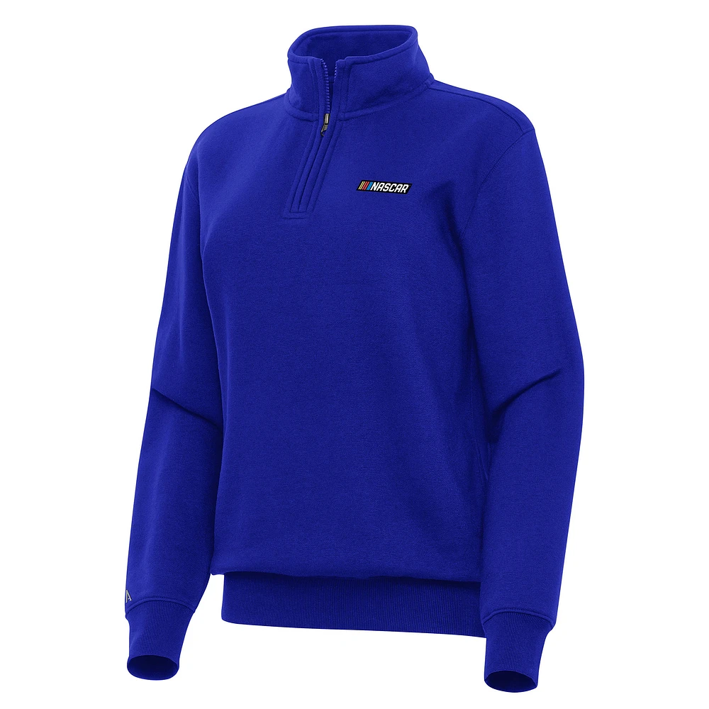Women's Antigua Royal NASCAR Merchandise Victory Quarter-Zip Top