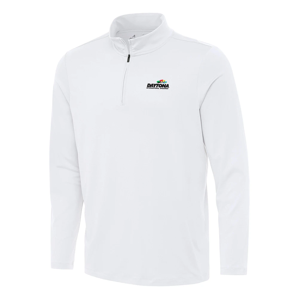 Men's Antigua White Daytona International Speedway Reprocess Quarter-Zip Top