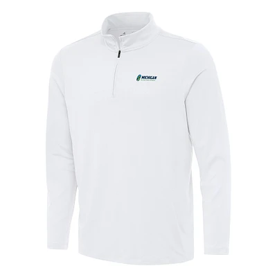 Men's Antigua White Michigan International Speedway Reprocess Quarter-Zip Top