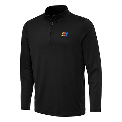 Men's Antigua Black NASCAR Merchandise Reprocess Quarter-Zip Top