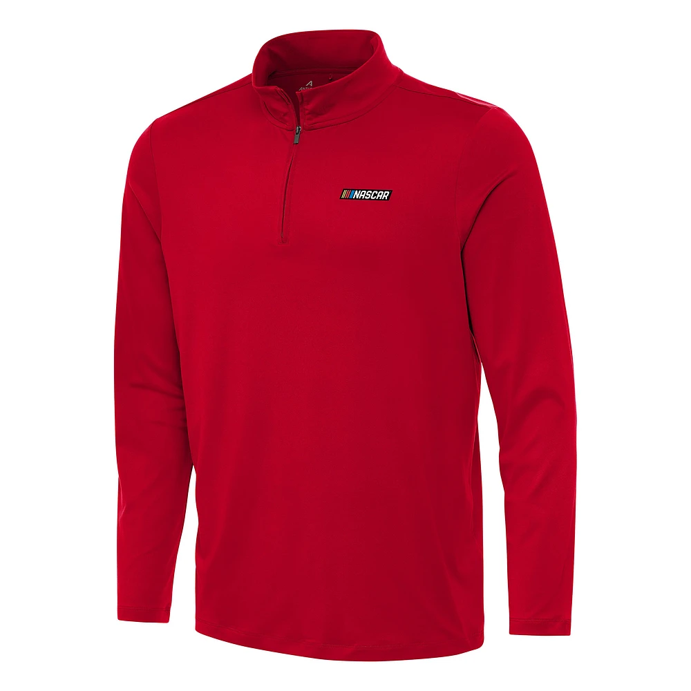 Men's Antigua Red NASCAR Merchandise Reprocess Quarter-Zip Top