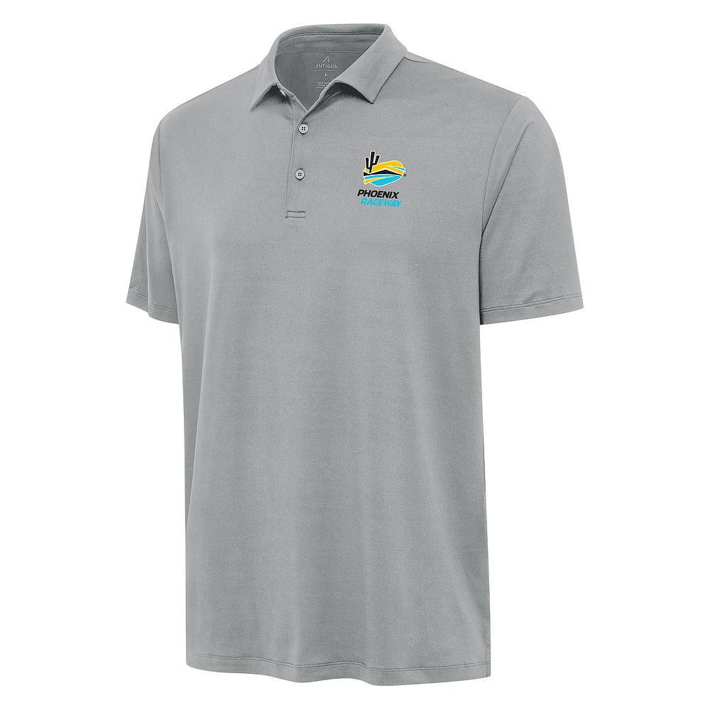 Men's Antigua Gray Phoenix Raceway Reprocess Polo