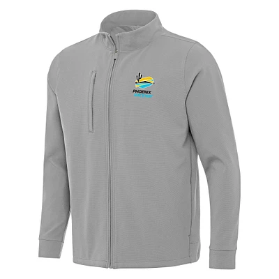 Men's Antigua Gray Phoenix Raceway Regard Full-Zip Jacket