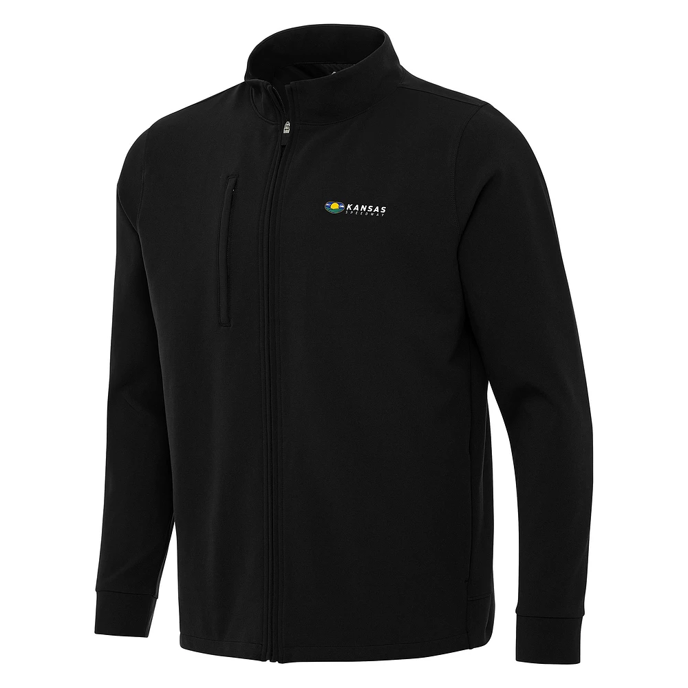 Men's Antigua Black Kansas Speedway Regard Full-Zip Jacket