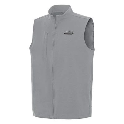 Men's Antigua Gray Darlington Raceway Regard Full-Zip Vest