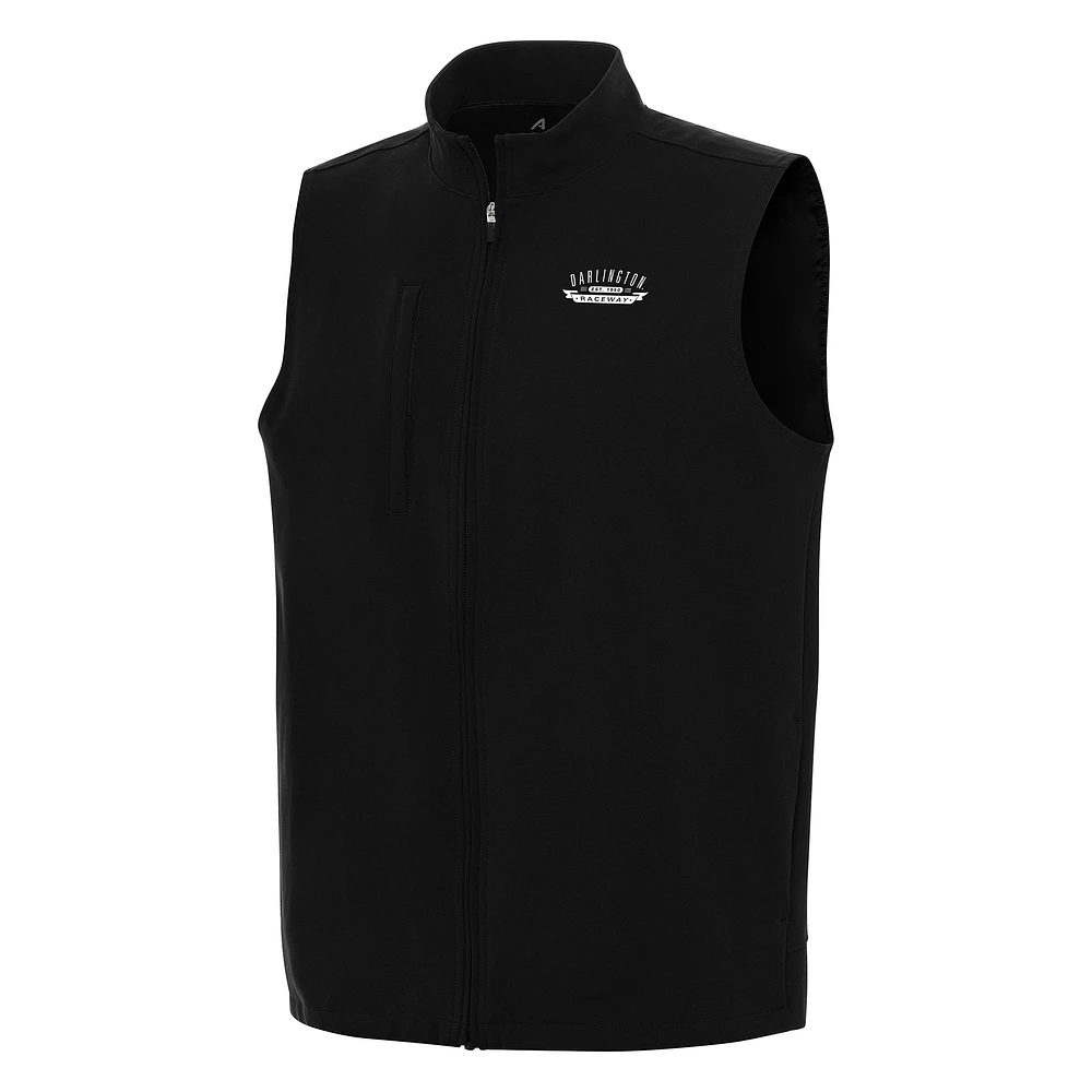 Men's Antigua Black Darlington Raceway Regard Full-Zip Vest