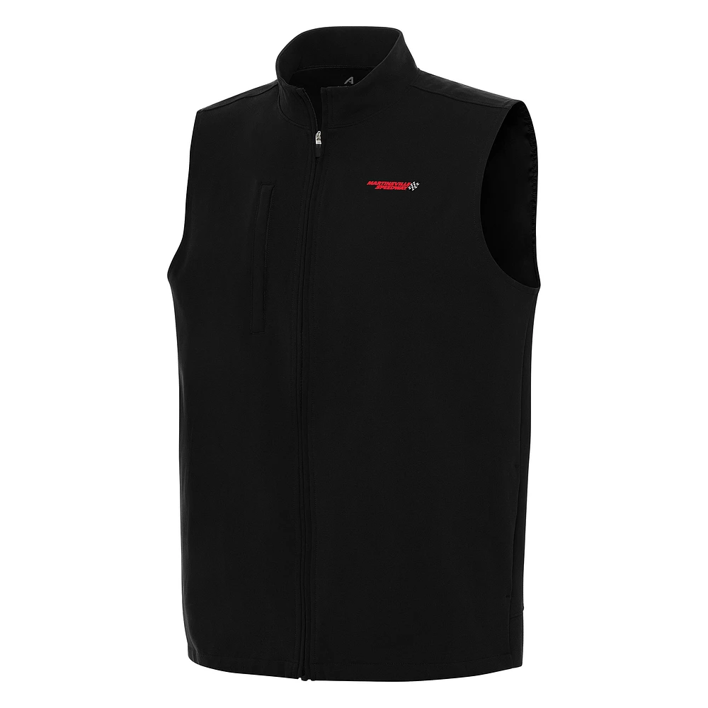 Men's Antigua Black Martinsville Speedway Regard Full-Zip Vest