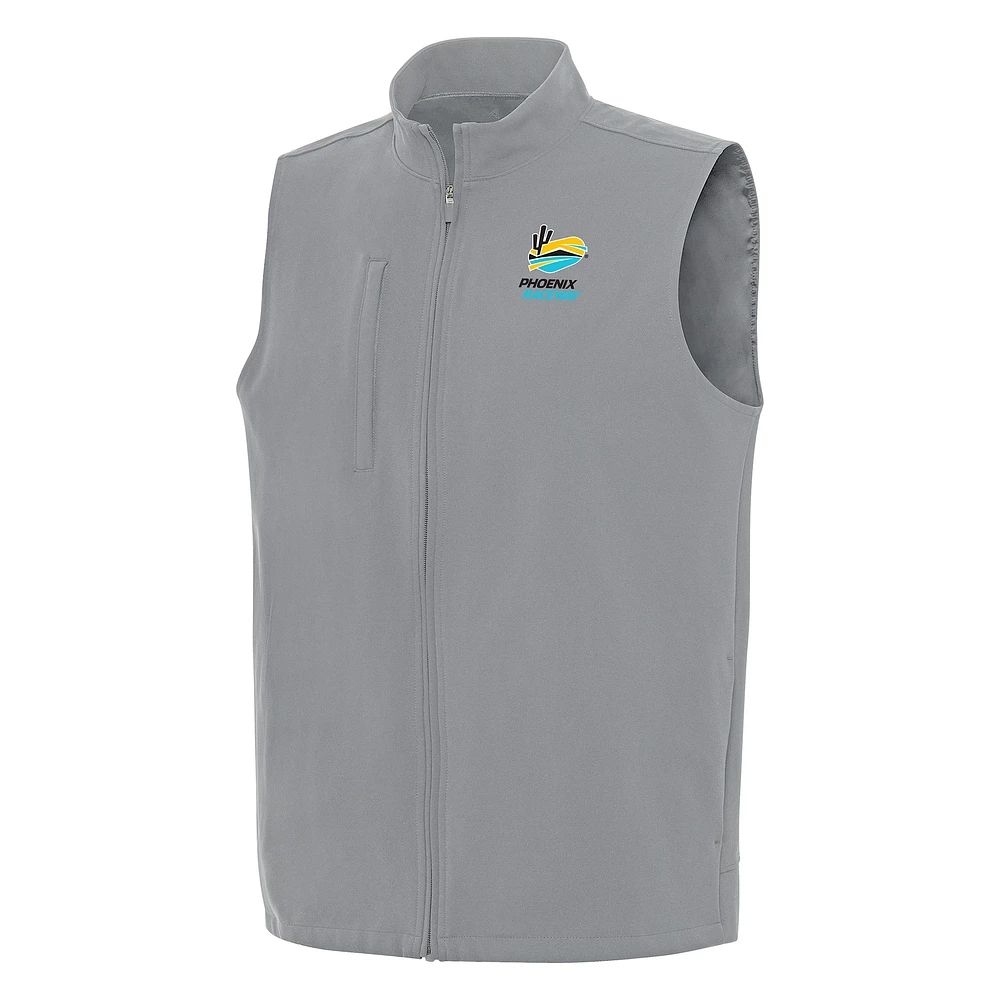 Men's Antigua Gray Phoenix Raceway Regard Full-Zip Vest