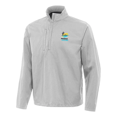 Men's Antigua Gray Phoenix Raceway Brisk Quarter-Zip Pullover Jacket