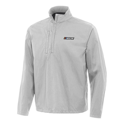 Men's Antigua Gray NASCAR Merchandise Brisk Quarter-Zip Pullover Jacket