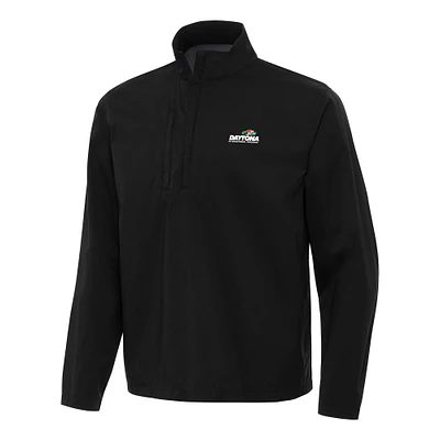 Men's Antigua Black Daytona International Speedway Brisk Quarter-Zip Pullover Jacket
