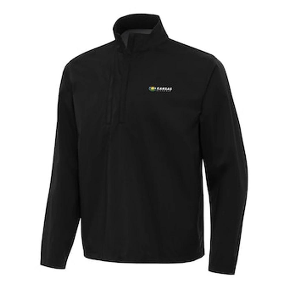 Men's Antigua Black Kansas Speedway Brisk Quarter-Zip Pullover Jacket