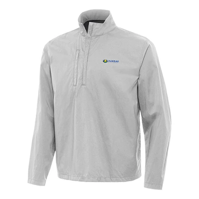Men's Antigua Gray Kansas Speedway Brisk Quarter-Zip Pullover Jacket