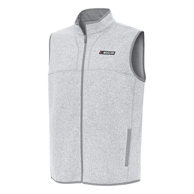 Men's Antigua Heather Gray NASCAR Merchandise Fortune Full-Zip Vest