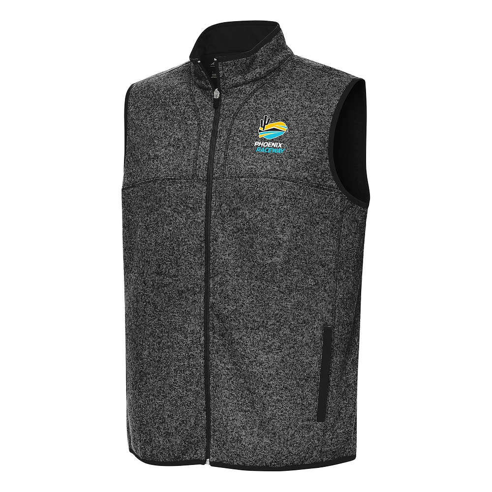 Men's Antigua Heather Phoenix Raceway Fortune Full-Zip Vest