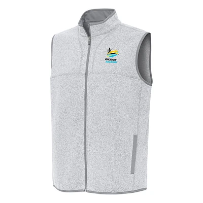 Men's Antigua Heather Gray Phoenix Raceway Fortune Full-Zip Vest