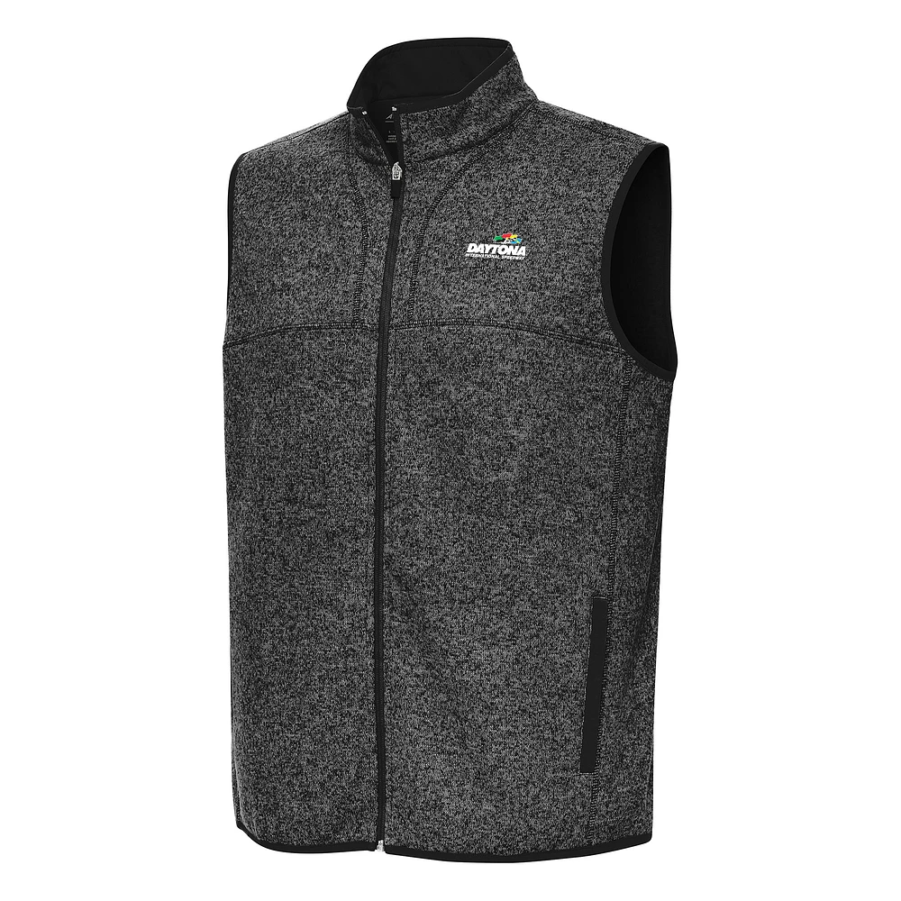 Men's Antigua Heather Daytona International Speedway Fortune Full-Zip Vest