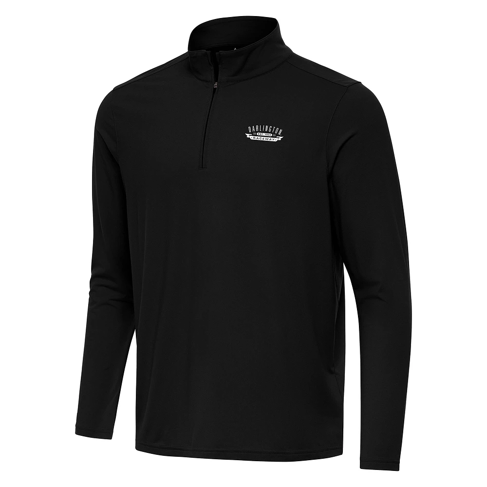 Men's Antigua Black Darlington Raceway Intent Quarter-Zip Top
