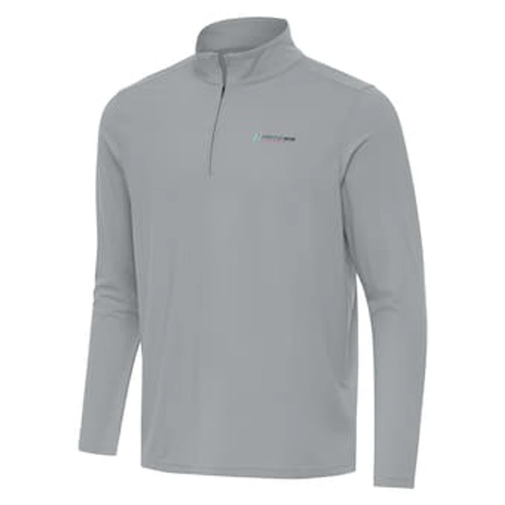 Men's Antigua Gray Homestead-Miami Speedway Intent Quarter-Zip Top