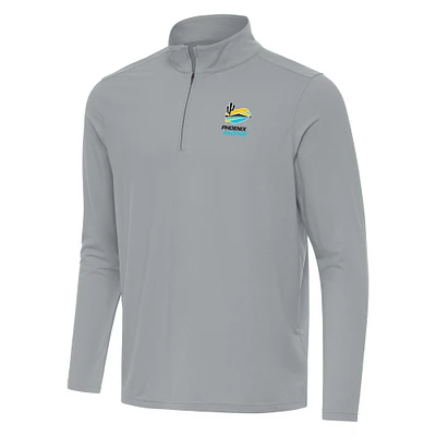 Men's Antigua Gray Phoenix Raceway Intent Quarter-Zip Top
