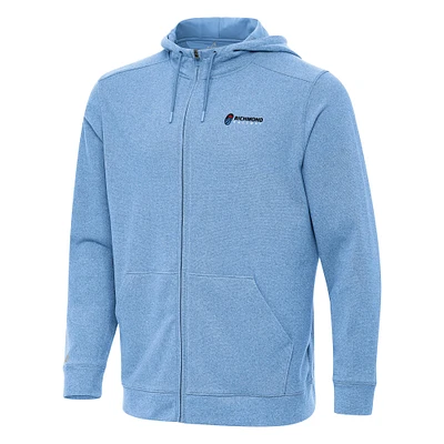 Men's Antigua Heather Powder Blue Richmond Raceway Effortless Full-Zip Hoodie