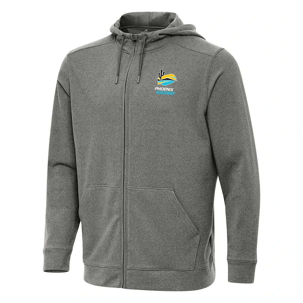 Men's Antigua Heather Phoenix Raceway Effortless Full-Zip Hoodie