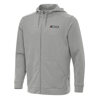 Men's Antigua Heather NASCAR Merchandise Effortless Full-Zip Hoodie